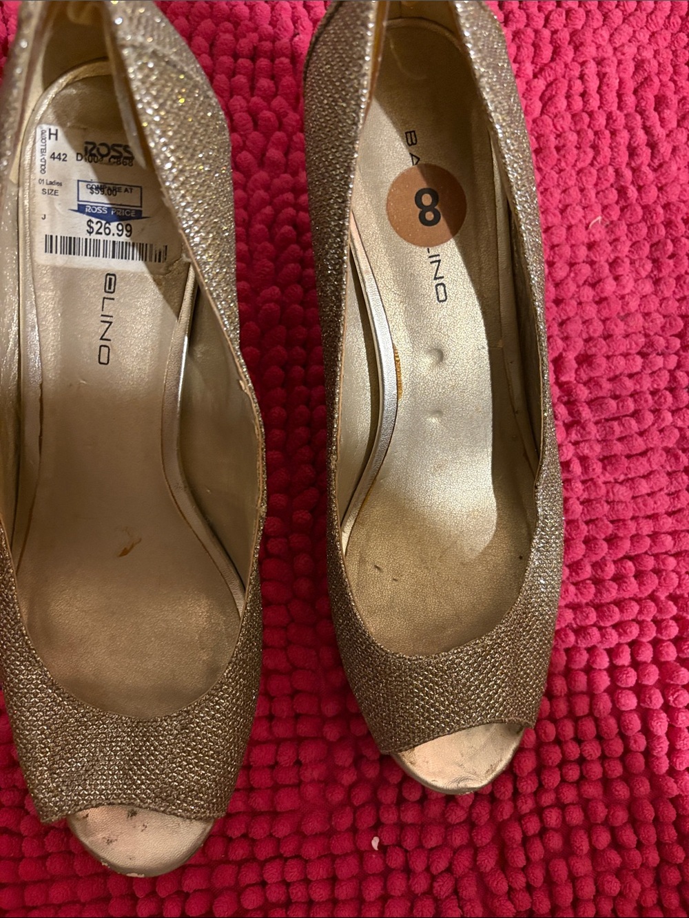 Bandolino Gold Glitter Peep-Toe Heels